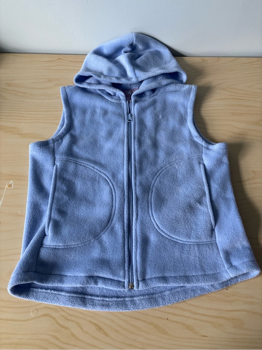 Northern Getaway - Light Blue Fleece Zip-Up Hooded Vest - Size L